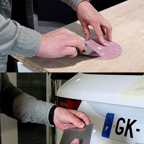 La spatule est passée sur un abrasif pour enlever ses aspérités